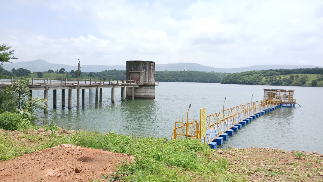 Solar PV structure on floating pump platform